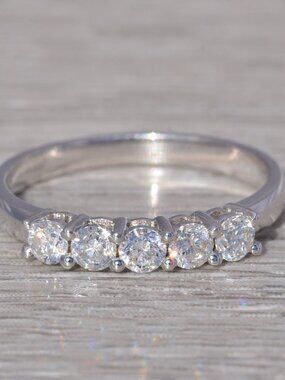 Diamond Five-Stone Band in 18K White Gold